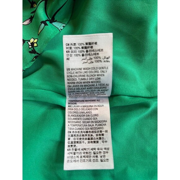 Maison Jules Floral Fit Flare Mini Dress Green Long Blouson Sleeves V-Neck XXL - Picture 6 of 16